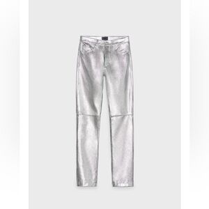 Silver leather pants.